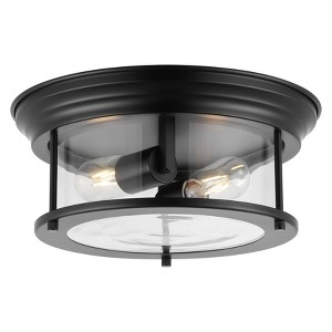 13.25" 2-Light Lauren Metal/Glass LED Flush Mount - JONATHAN Y - 1 of 4