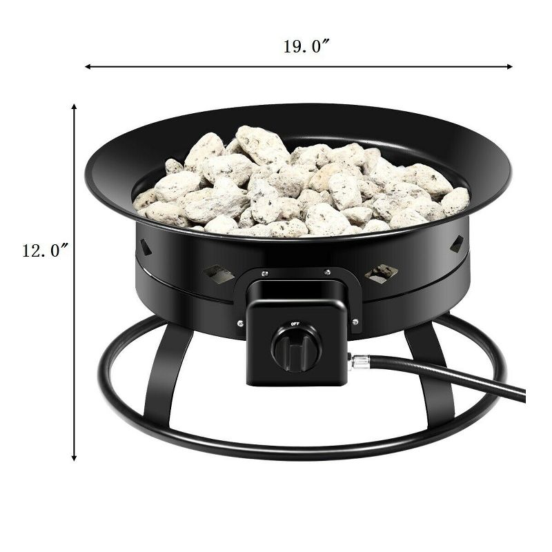 Costway Portable Fire Pit Outdoor 58,000 BTU Propane Patio Lava Rocks Camping Events, 3 of 11