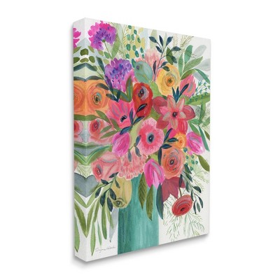 Bold Red and Pink Floral Bouquet Canvas Wall Art, 16 x 20