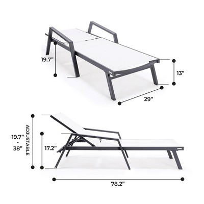 Marlin Black Aluminum Patio Chaise Lounge Chair with White Sling