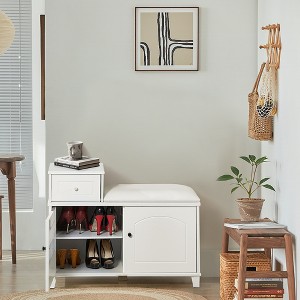 VYNXARIA White Shoe Storage Bench - Elegant, Safe, and Functional for Your Entryway - 1 of 4