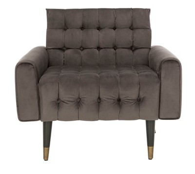 Shale Velvet Lawson Accent Chair with Black Wood Legs