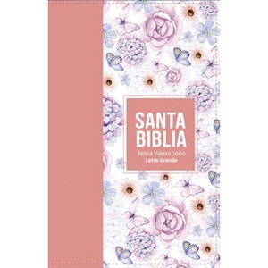 Biblia Rvr 1960 Letra Grande Tamaño Manual Símil Piel Rosa Claro( Bible Rvr 1960 Large Print Handsize Leatherlike Butterfly Light Pink (Spanish - 1 of 1