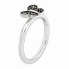 Black Bow Jewelry 2.25mm Sterling Silver Stackable Marcasite Butterfly Ring - 2 of 4