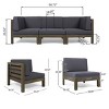 90.75" Modern Patio Sofa Set with Removable Cushions, Solid Acacia Frame in Warm Brown, Outdoor Sectional Seating for Deck or Balcony-3irtyhousy - 4 of 4
