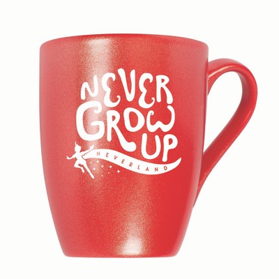 Elanze Designs Never Grow Up Neverland 10 ounce New Bone China Coffee Tea Cup Mug, Crimson Red