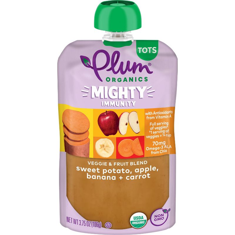 Plum Organics Toddler Food Mighty Immunity - Sweet Potato Apple Banana Carrot - 3.75oz, 1 of 13