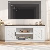Farmhouse TV Stand for 70/75 Inch TVs, 69 in Long Entertainment Center w/ 2 Door &Open Storage Shelf, Rustic Fluted Television Consoles Stands - 3 of 4