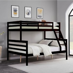 Kumasinova Bunk Bed,Wood Bunk Bed Frame with High Guardrail,Ladder,Twin Size Bed Frame for Kids Teens,No Box Spring Needed - 1 of 4