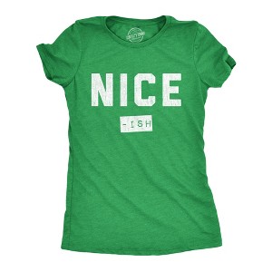 Womens Nice Ish T Shirt Funny Xmas Party Santas List Joke Tee For Ladies - Crazy Dog Women's T Shirt - 1 of 4