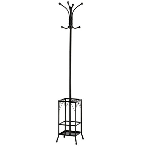 Costway Metal Coat Hat Rack Organizer Clothes Hanger Hooks Tree Stand  Umbrella Holder : Target