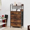 Brown 5 Drawers Dresser For Bedroom, Chest Of Drawers With Shelf, Fabric Dresser Storage Drawers For Hallway, Sturdy Metal Frame, Wood Tabletop - 3 of 4