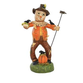 Charles Mcclenning Scarecrow Sam  -  One Figurine 10.25 Inches -  Fall Thanksgiving Crows Corn  -  24198,  -  Polyresin  -  Orange