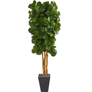 Nearly Natural Fiddle Leaf Artificial Tree in Slate Planter - 1 of 3