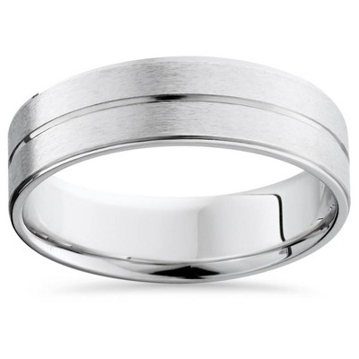 Pompeii3 Mens Gold Flat Comfort Fit Wedding Ring Band 14k White : Target