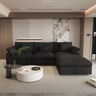 WJShome Cloud Couch Modular Sectional Sofa,119.29" L Shaped Couch,Convertible Wide Seater,3 Seater With 1 Ottoman,Covers Washable&Replaceable