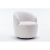 Gulches Ivory White Teddy Fabric Swivel Accent Armchair, Upholstered Barrel Chair with Black Metal Ring & Wooden Frame, 360¡ã Swivel - 3 of 4