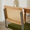 Kumasinova Set of 2 Upholstered Cantilever Dining Chairs, Rattan Back Kitchen Chair, Mid Century Modern Dining Room Chairs, Velvet Dining Chairs - 3 of 4