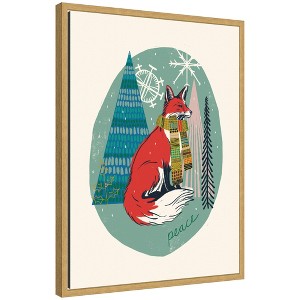 Kate & Laurel All Things Decor Sylvie Framed Canvas Winter Fellows Fox by Hannah Beisang - 1 of 4