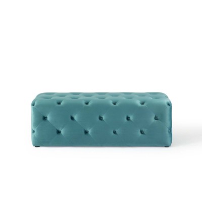 Amour Sea Blue 48" Tufted Velvet Entryway Bench