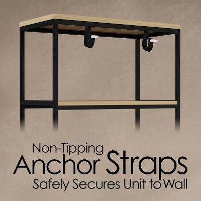 Industrial Black Steel and Wood 5-Tier Bookshelf