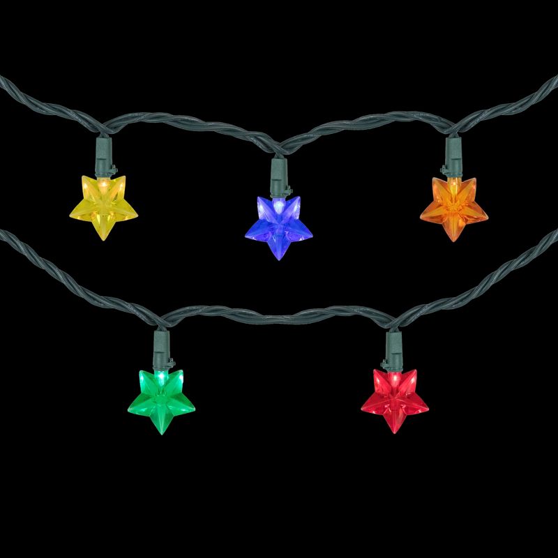 Northlight 20-Count Multi-Colored Star Shaped LED Christmas Light Set- 4.5ft, Green Wire, 3 of 7