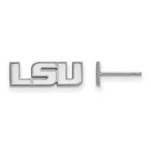 Black Bow Jewelry 10k White Gold Louisiana State Fighting Tigers NCAA Post Earrings - 1 of 3