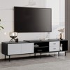 70.8" MDF Modern TV Stand with Concealed Cabinets and Electroplated Metal Legs for Living Room - 3 of 4