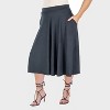 24seven Comfort Aapparel Womens Plus Pleated Elastic Waist Midi Pocket Skirt - 2 of 4