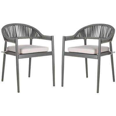 Greer Gray Aluminum Rope Dining Chair with Cushions