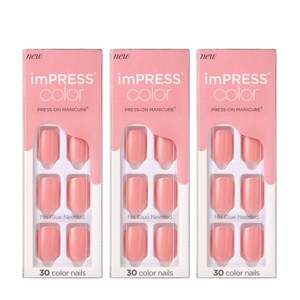 Kiss imPRESS Press-On Manicure Color Fake Nails - Pretty Pink - 3pk/90ct - 1 of 4