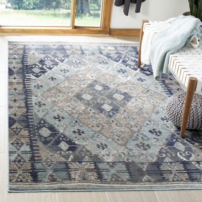 Blue Medallion Easy-Care 5' x 7' Synthetic Area Rug
