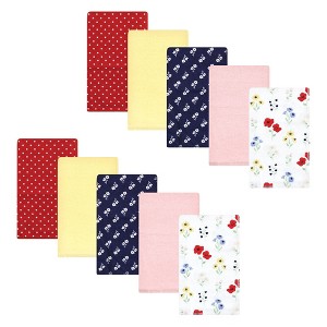 Hudson Baby Infant Girl Cotton Flannel Burp Cloths, Wildflower, One Size - 1 of 4