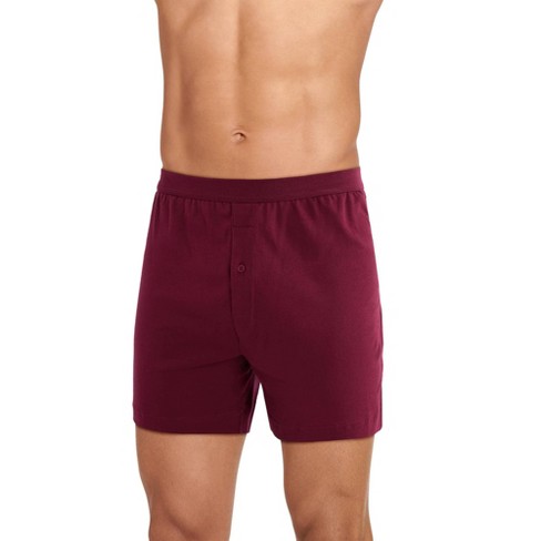 Jockey Men's Seamless Waistband Knit 4.5 Boxer XL Burgundy Blush