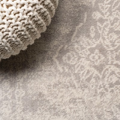 Ivory Rectangular Stain-Resistant Synthetic Area Rug, 5'x8'