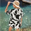 Women's Chic Leaf Print Beach Cover Up Top - Cupshe - 4 of 4