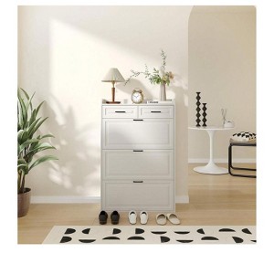 Wood Shoe Storage Cabinet with 3 Flip & 2 Slim Drawers, Hidden Organizer, Freestanding for Entryway with Narrow Rack - 1 of 4