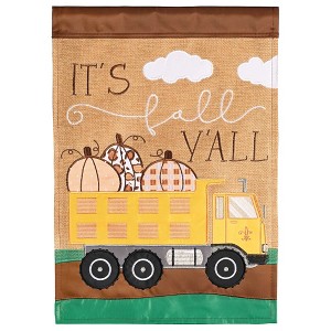 Magnolia Garden It's Fall Y'all Dump Truck Pumpkins 13 x 18 Inch Polyester Garden Flag - 1 of 2