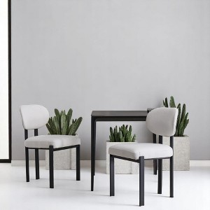 Set of 2 Dining Chairs, Upholstered Boucle Kitchen Chairs with Wing Back and Black Metal Legs, Comfy Accent Side Chairs for Dining Room or Kitchen - 1 of 4