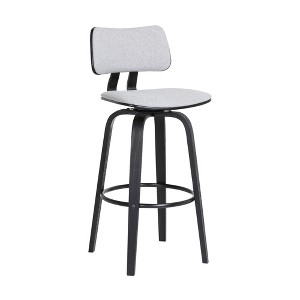 HomeRoots 26" Light Gray And Black Fabric Swivel Low Back Counter Height Bar Chair - 1 of 4