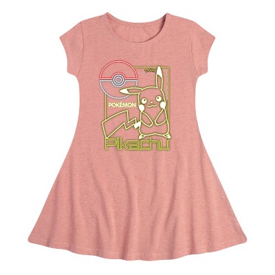 Girls' - Pokémon - Neon Pikachu Fit & Flair Cap Sleeve Dress