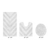 Hugo 3-Piece Bath Rug Set 100% Premium Cotton Tufted Chevron Pattern Bathmats for Bathroom, Super Soft Absorbent Machine Washable - 2 of 4