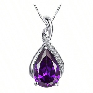 Classic Pendant Necklace with Pear Cut Simulated Ruby, Sapphire, Birthstone Gifts for Women - 1 of 4
