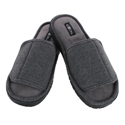 CTM Men's Supportive Open Toe Hook and Loop Slide Slippers