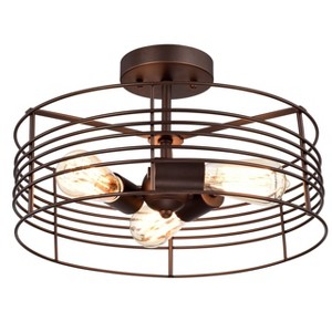 Chloe Lighting Ironclad Industrial 3 Light Oil Rubbed Bronze Semi-Flush Ceiling Fixture 15" Wide - 1 of 4