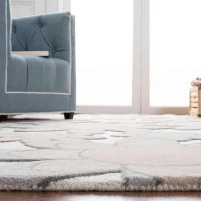 Ivory and Pink Tufted Handmade Wool Kids Rug, 3' x 5'