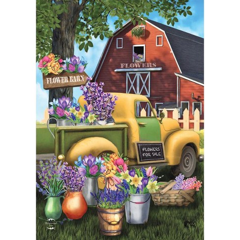 Briarwood Lane Flower Barn Spring Garden Flag Pickup Truck Barn F : Target