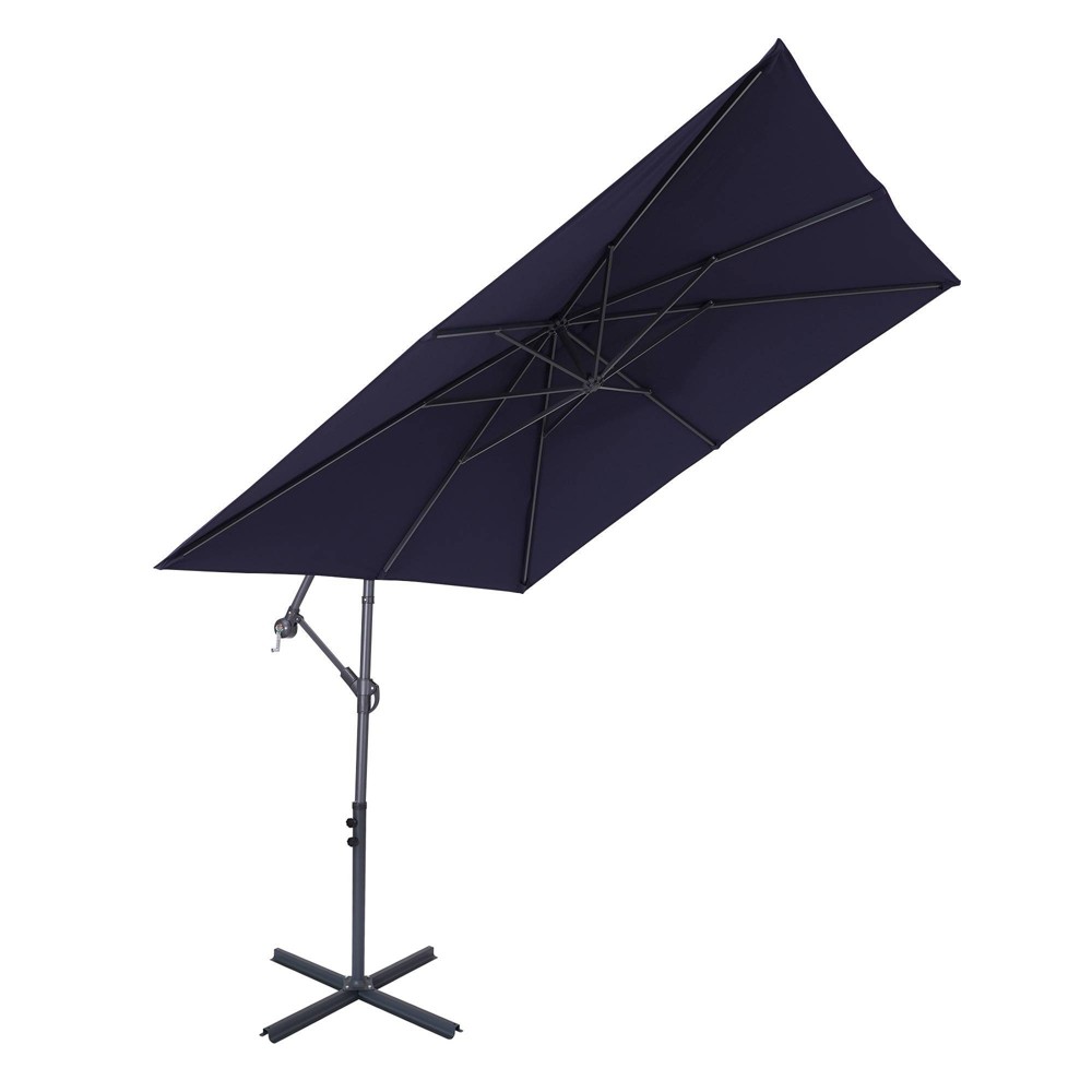 Photos - Parasol 8.2' x 8.2' Square Patio Offset Deck Umbrellas with Cross Base Navy - Well