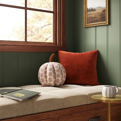 Block Print Shaped Pumpkin Throw Pillow Neutral/Orange - Threshold™, 2 of 6