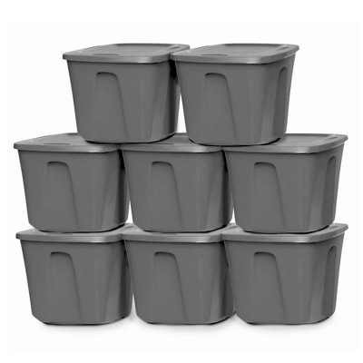 HOMZ Stackable and Nestable Heavy Duty Plastic Storage Container with 4 Way Handles